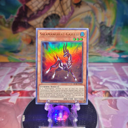 An Ultra Rare "Salamangreat Gazelle" card from the Yugioh Set: Battles of Legend: Armageddon.