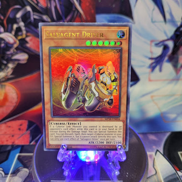 An Ultra Rare "Salvagent Driver" card from the Yugioh 2018 Mega-Tin Mega Pack set.