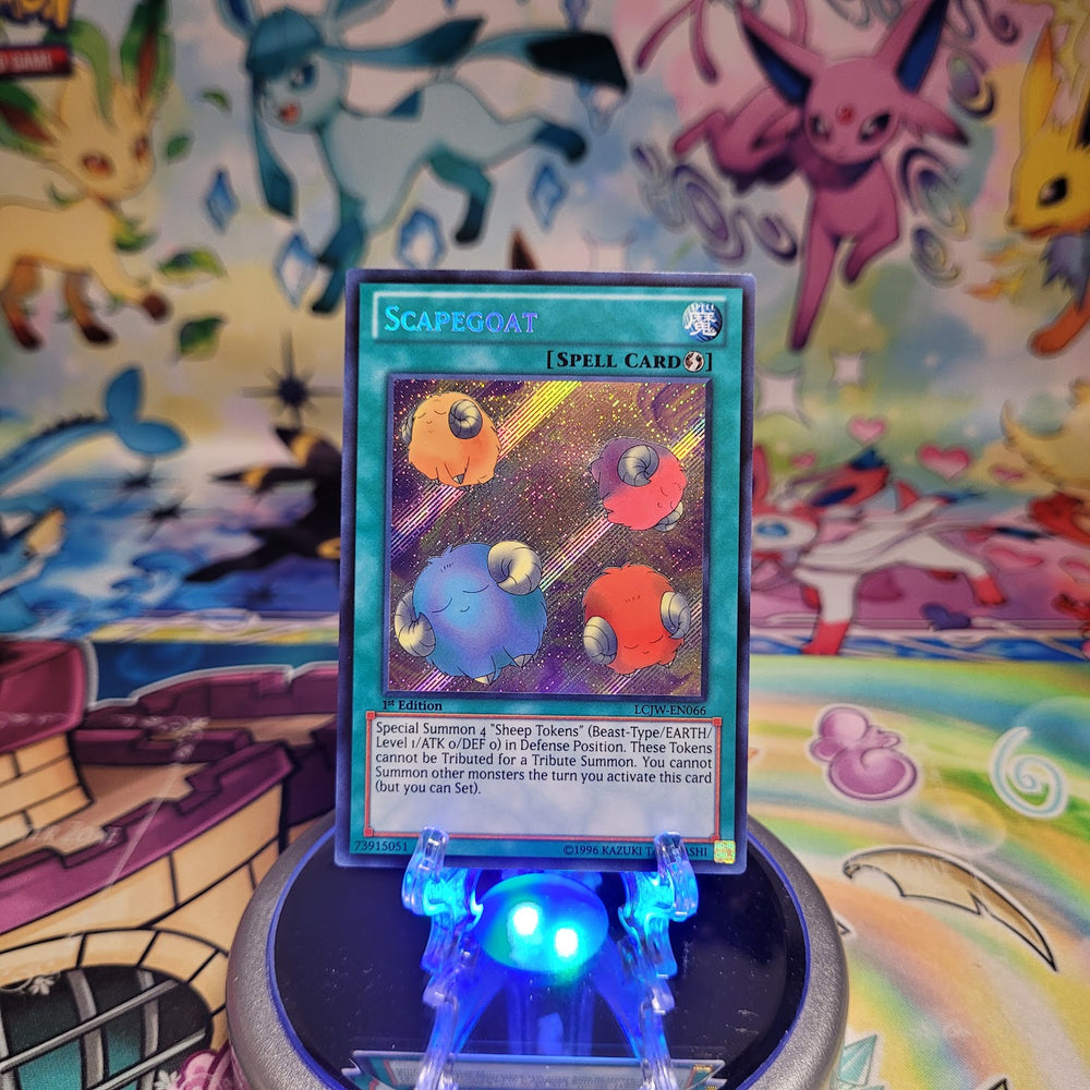 A Secret Rare "Scapegoat" card from the Yugioh Set: Legendary Collection 4: Joey's World (LCJW).