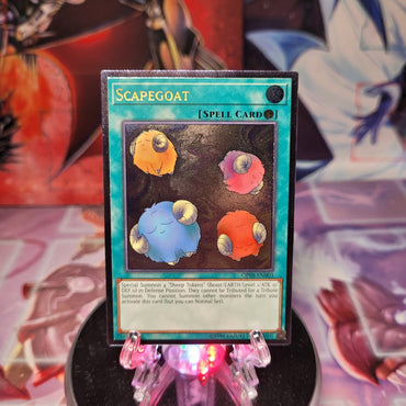 An Ultimate Rare "Scapegoat" card from the Yugioh OTS Tournament Pack 8 set (OP08).
