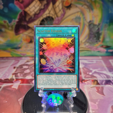 An Ultra Rare "Scatter Fusion" card from the Yugioh Set: 25th Anniversary Tin: Dueling Heroes Mega-Tin Mega Pack.