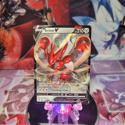 An Ultra Rare "Scizor V" (118/189) card from the Pokemon Set: Darkness Ablaze.