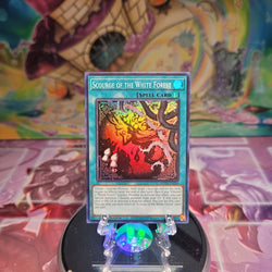 A Super Rare "Scourge of the White Forest" card from the Yugioh Set: Rage of the Abyss (ROTA).