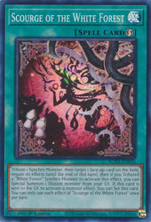 A Super Rare "Scourge of the White Forest" card from the Yugioh Set: Rage of the Abyss (ROTA).