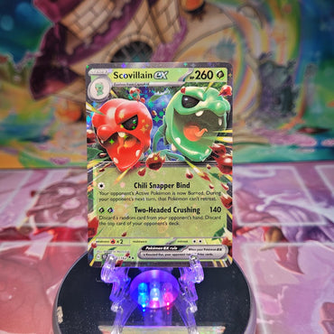 A Double Rare "Scovillain Ex" (022/162) card from the Pokemon Set: Scarlet & Violet: Temporal Forces (TEF).