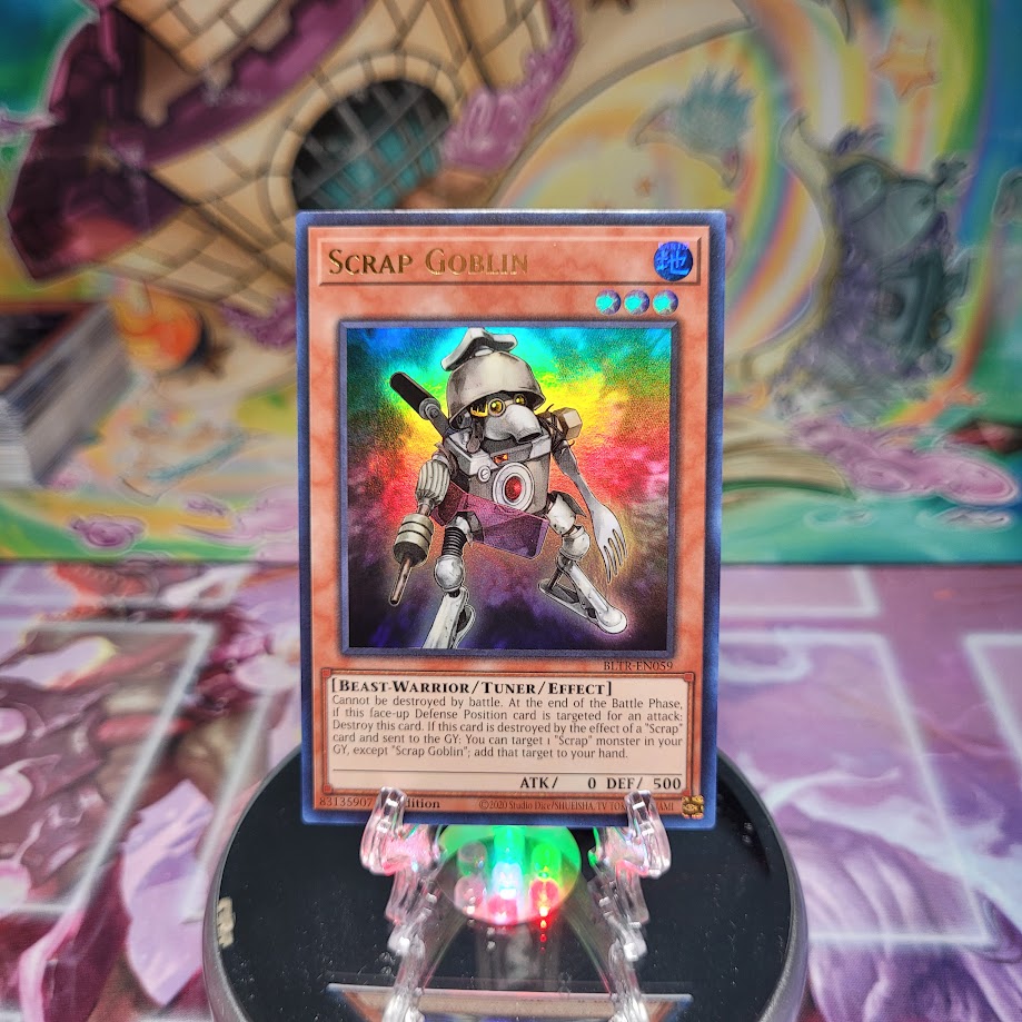 An Ultra Rare "Scrap Goblin" card from the Yugioh Set: Battles of Legend: Terminal Revenge.