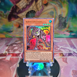 An Ultra Rare "Scrap Orthros" card from the Yugioh Set: Duel Overload.