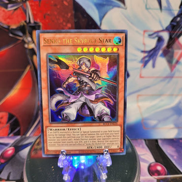 An Ultra Rare "Senko the Skybolt Star" card from the Yugioh Set: Battles of Legend: Crystal Revenge.