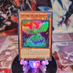 A Super Rare "Sentinel of the Tistina" card from the Yugioh Set: Duelist Nexus. 