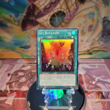 A Super Rare "Set Rotation" card from the Yugioh Set: Quarter Century Bonanza (RA03).