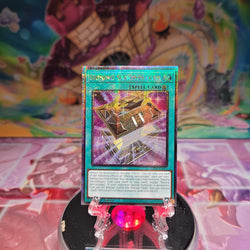 A Quarter Century Secret Rare "Shining Sarcophagus" card from the Yugioh Set: Legacy of Destruction.