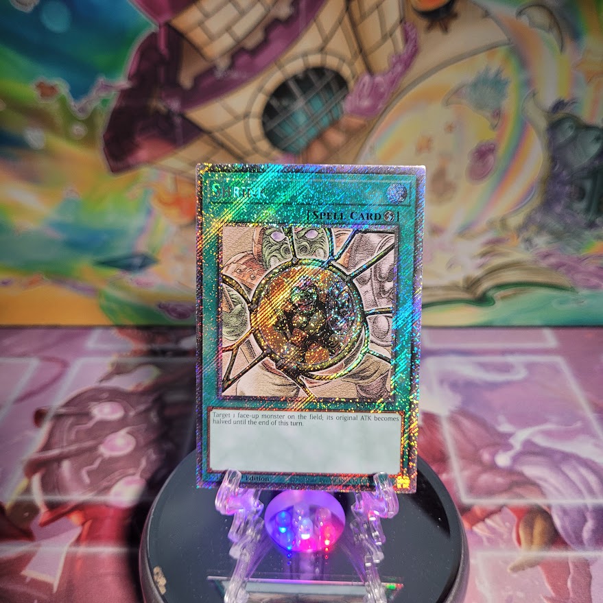 A Platinum Secret Rare "Shrink" card from the Yugioh Set: Quarter Century Bonanza (RA03).