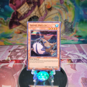 An Ultra Rare "Silent Angler" card from the Yugioh Set: Duelist Saga.