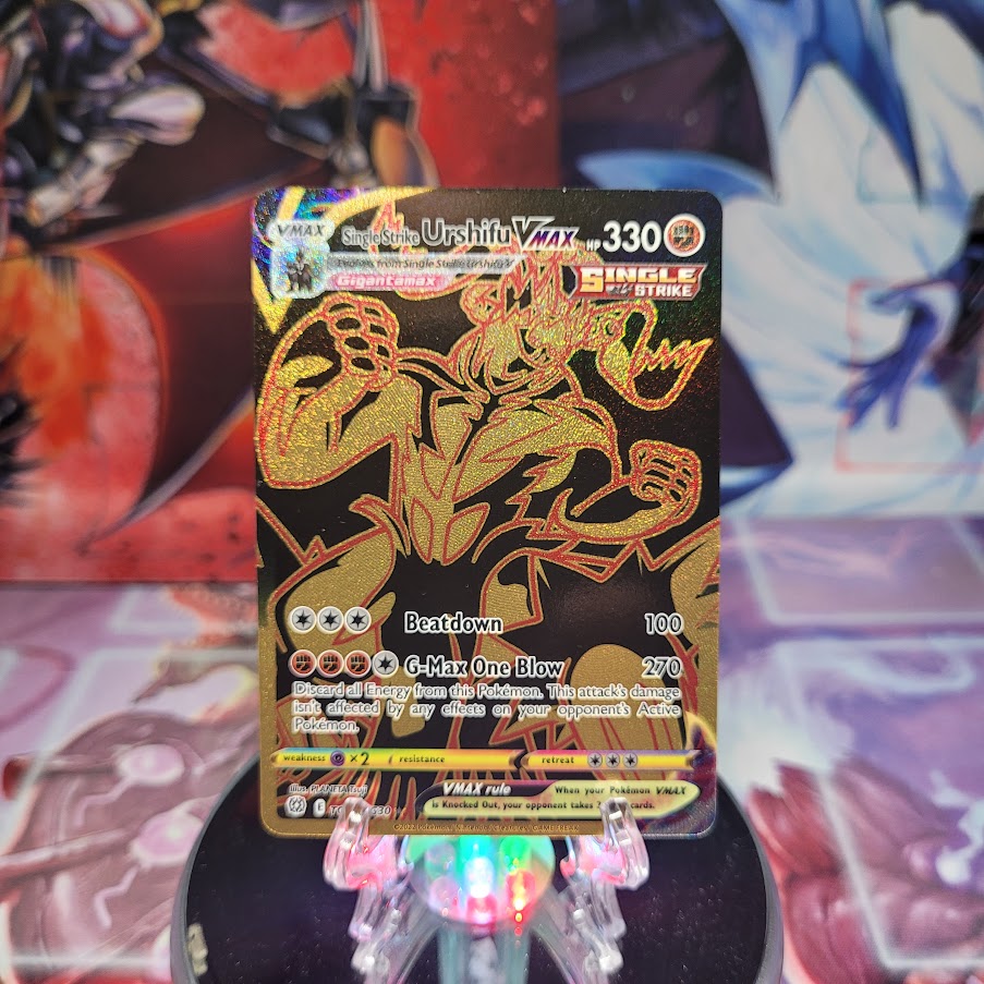 A Secret Rare "Single Strike Urshifu Vmax" (TG29/TG30) card from the Pokemon Set: Brilliant Stars.