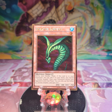 A Gold Rare "Sinister Serpent" card from the Yugioh Set: Premium Gold: Return of the Bling.