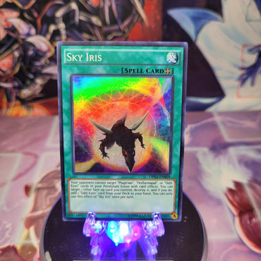 A Super Rare "Sky Iris" card from the Yugioh Set: OTS Tournament Pack 3 (OP03).