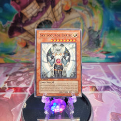 A Super Rare "Sky Scourge Enrise" card from the Yugioh Set: Force of the Breaker.