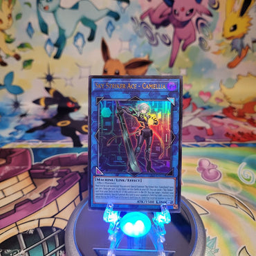 An Ultra Rare "Sky Striker Ace - Camellia" card from the Yugioh Legendary Modern Decks (L26D).