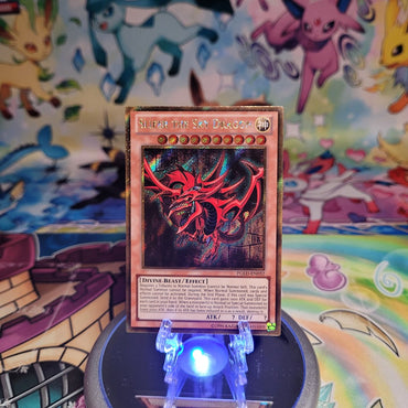 A Gold Secret Rare "Slifer the Sky Dragon" card from the Yugioh Set: Premium Gold (PGLD).