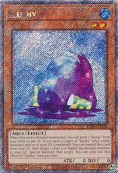 A Platinum Secret Rare "Slushy" card from the Yugioh Set: Quarter Century Stampede (RA04).