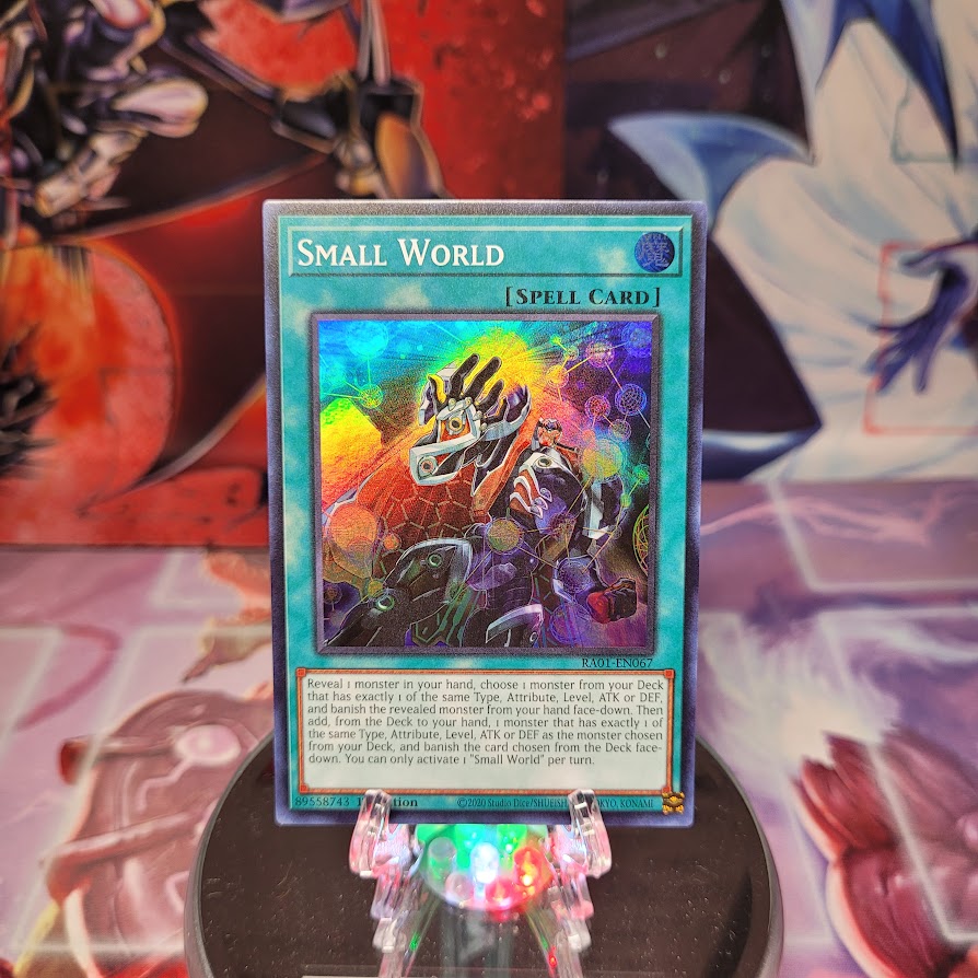 A Super Rare "Small World" card from the Yugioh Set: Rarity Collection 1 (RA01).