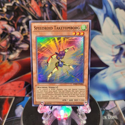 A Super Rare "Speedroid Taketomborg" card from the Yugioh Set: High-Speed Riders.