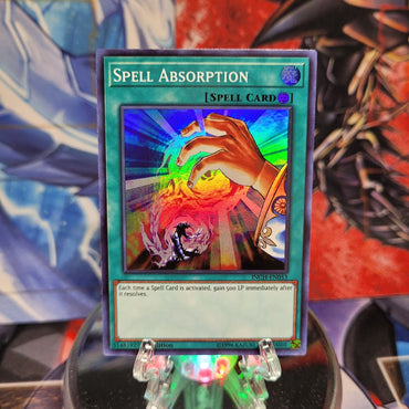  A Super Rare "Spell Absorption" card from the Yugioh Set: The Infinity Chasers.