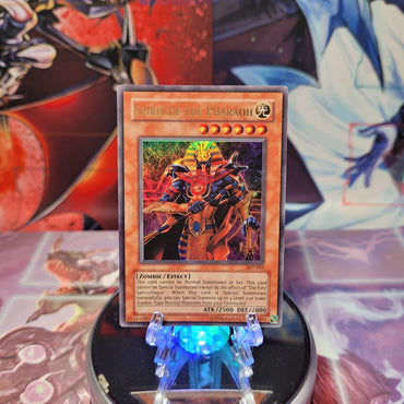 An Ultra Rare "Spirit of the Pharaoh" card from the Yugioh Set: Ancient Sanctuary.