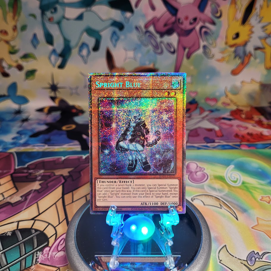 A Starlight Rare "Spright Blue" card from the Yugioh Set: Rarity Collection 5 (RA05).