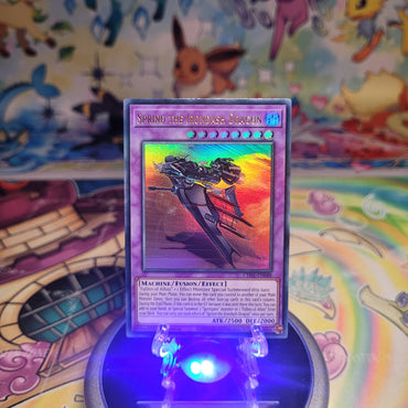 An Ultra Rare "Sprind the Irondash Dragon" card from the Yugioh Structure Deck: The Fallen & The Virtuous (CH01).