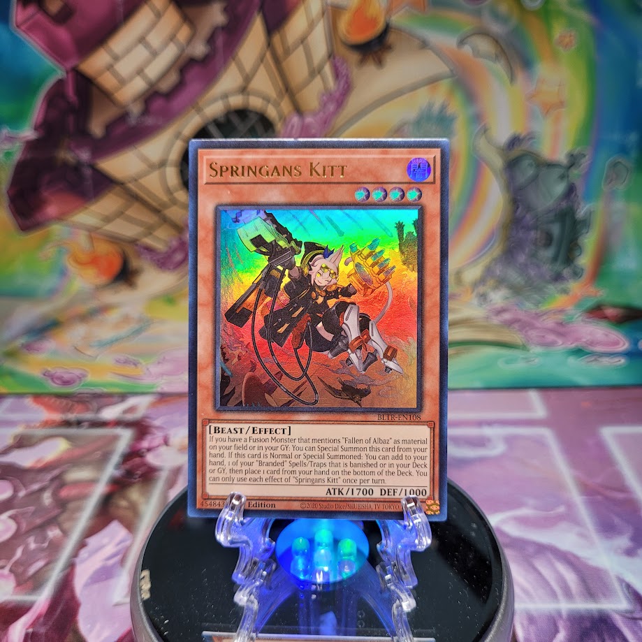 An Ultra Rare "Springans Kitt" card from the Yugioh Set: Battles of Legend: Terminal Revenge.