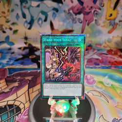 A Starlight Rare "Stake Your Soul!" card from the Yugioh Set: Rarity Collection 5 (RA05).