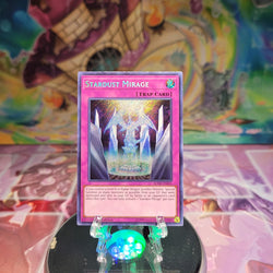 A Secret Rare "Stardust Mirage" card from the Yugioh Set: Battles of Legend: Hero's Revenge.