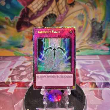 A Platinum Secret Rare "Starlight Road" card from the Yugioh Set: Quarter Century Bonanza (RA03).