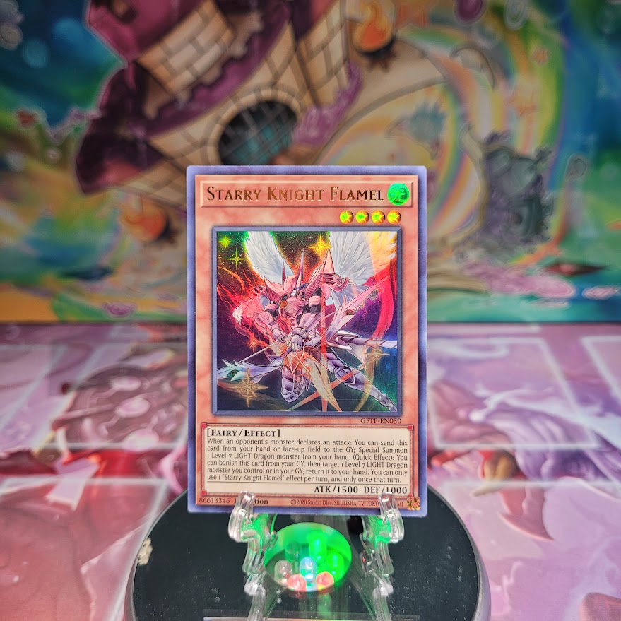 An Ultra Rare "Starry Knight Flamel" card from the Yugioh Set: Ghosts From the Past.