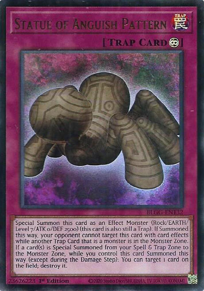 An Ultra Rare "Statue of Anguish Pattern" card from the Yugioh Set: Battles of Legend: Glorious Gallery (BLGG).