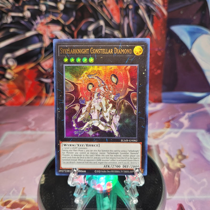 An Ultra Rare "Stellarknight Constellar Diamond" card from the Yugioh Set: Battles of Legend: Monstrous Revenge.