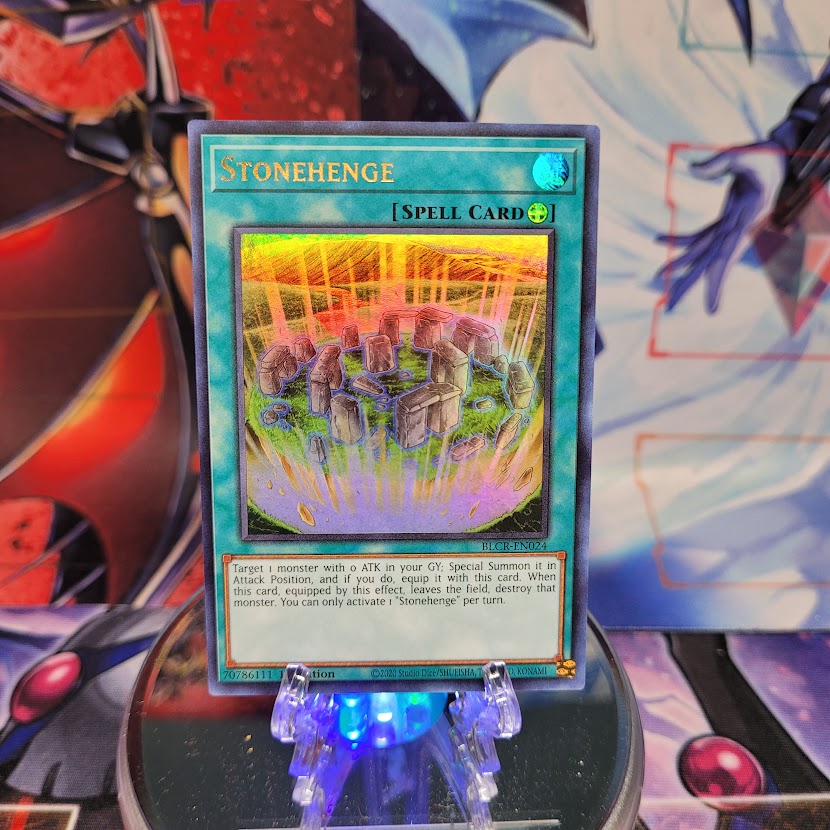 An Ultra Rare "Stonehenge" card from the Yugioh Set: Battles of Legend: Crystal Revenge.