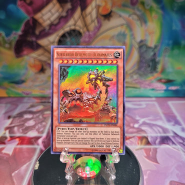 An Ultra Rare "Subterror Behemoth Ultramafus" card from the Yugioh Set: Invasion: Vengeance.