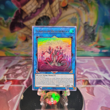 An Ultra Rare "Sunavalon Dryatrentiay" card from the Yugioh Set: Ghosts From the Past.