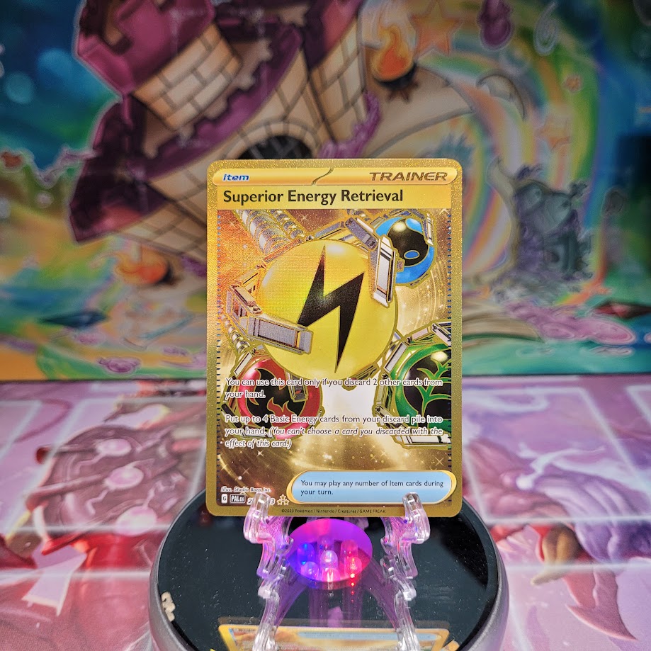 A Secret Rare "Superior Energy Retrieval (277/193)" card from the Pokemon Set: Paldea Evolved.