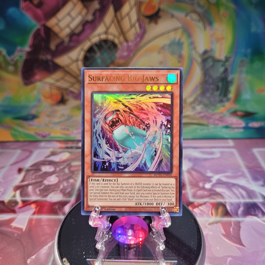 An Ultra Rare "Surfacing Big Jaws" card from the Yugioh Set: Rage of the Abyss.