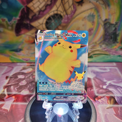An Ultra Rare "Surfing Pikachu VMax" (009/025) card from the Pokemon Set: Sword & Shield: Celebrations.