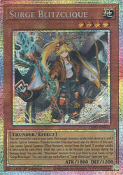 A Starlight Rare "Surge Blitzclique" card from the Yugioh Set: Chaos Origins (CORI).