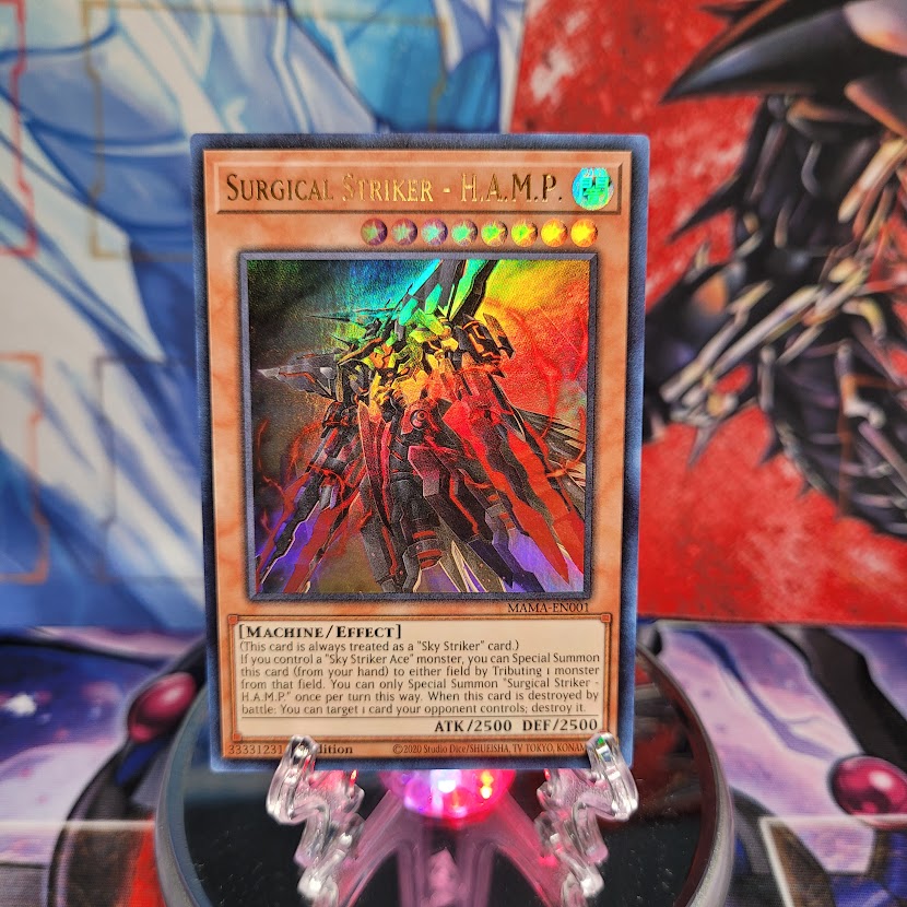 An Ultra Rare "Surgical Striker - H.A.M.P." card from the Yugioh Set: Magnificent Mavens.