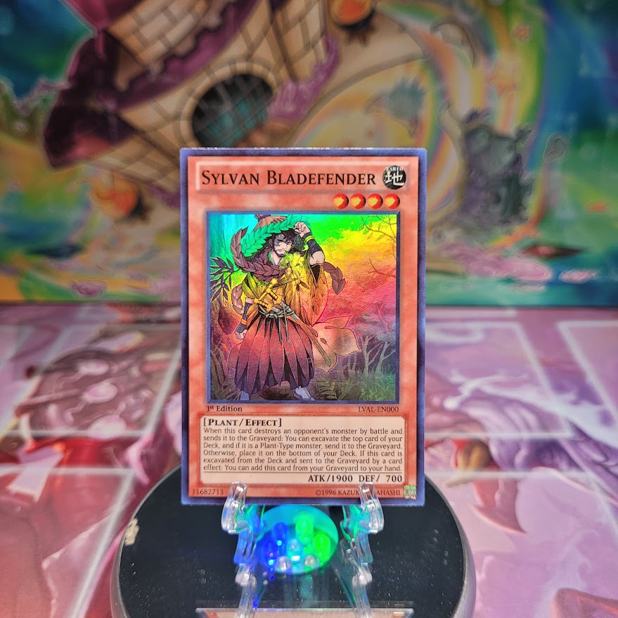 A Super Rare "Sylvan Bladefender" card from the Yugioh Set: Legacy of the Valiant.