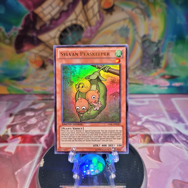 An Ultra Rare "Sylvan Peaskeeper" card from the Yugioh Set: Legacy of the Valiant.