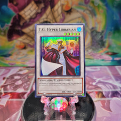 A Super Rare "T.G. Hyper Librarian" card from the Yugioh Set: Rarity Collection 2 (RA02).