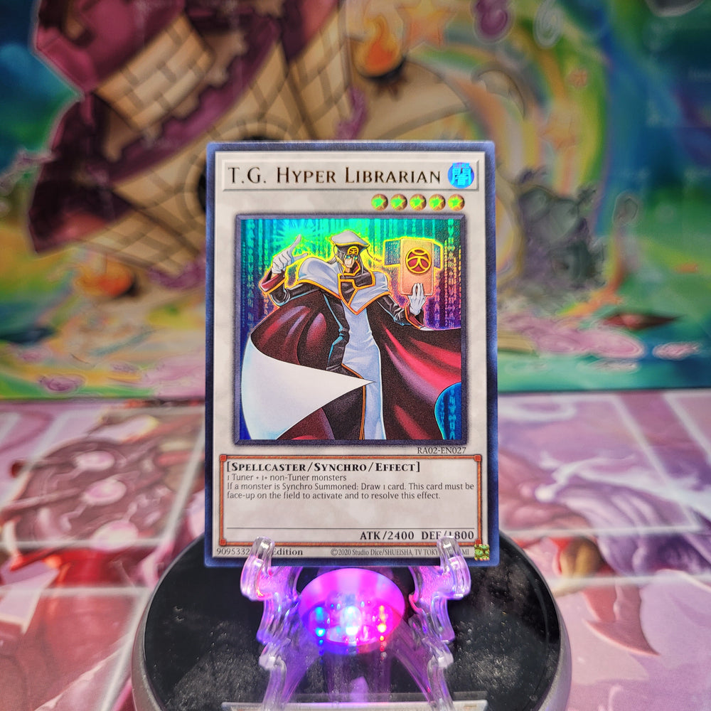 An Ultra Rare "T.G. Hyper Librarian" card from the Yugioh Set: Rarity Collection 2 (RA02).