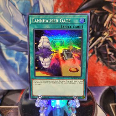  A Super Rare "Tannhauser Gate" card from the Yugioh Set: The Infinity Chasers.